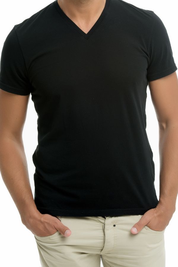 Black V Collar T-shirt